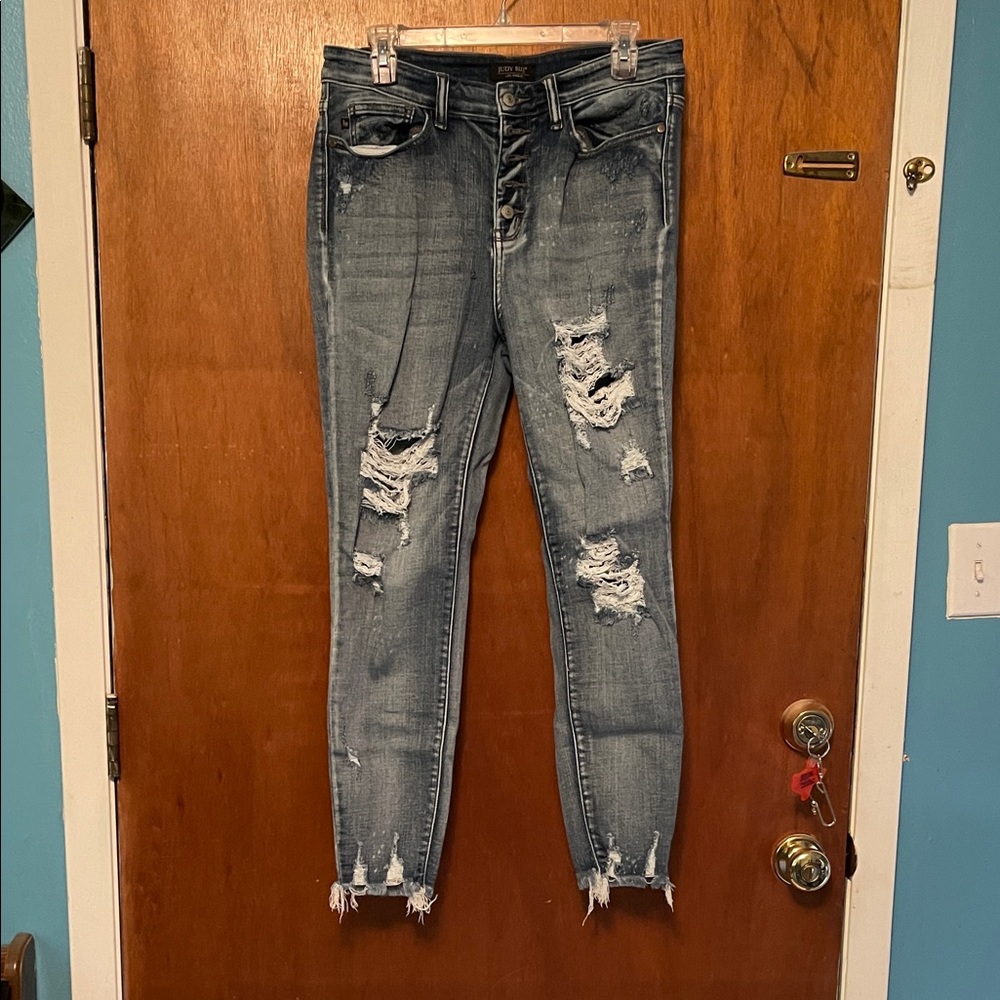 Judy Blue Dark Wash Distressed Skinny Jeans